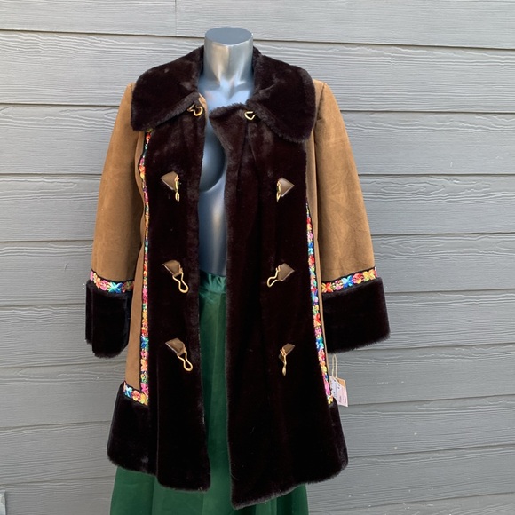 VTG 70’s Bohemian Penny Lane Style Faux Fur Faux Suede Coat -  - Union Label - Picture 9 of 16